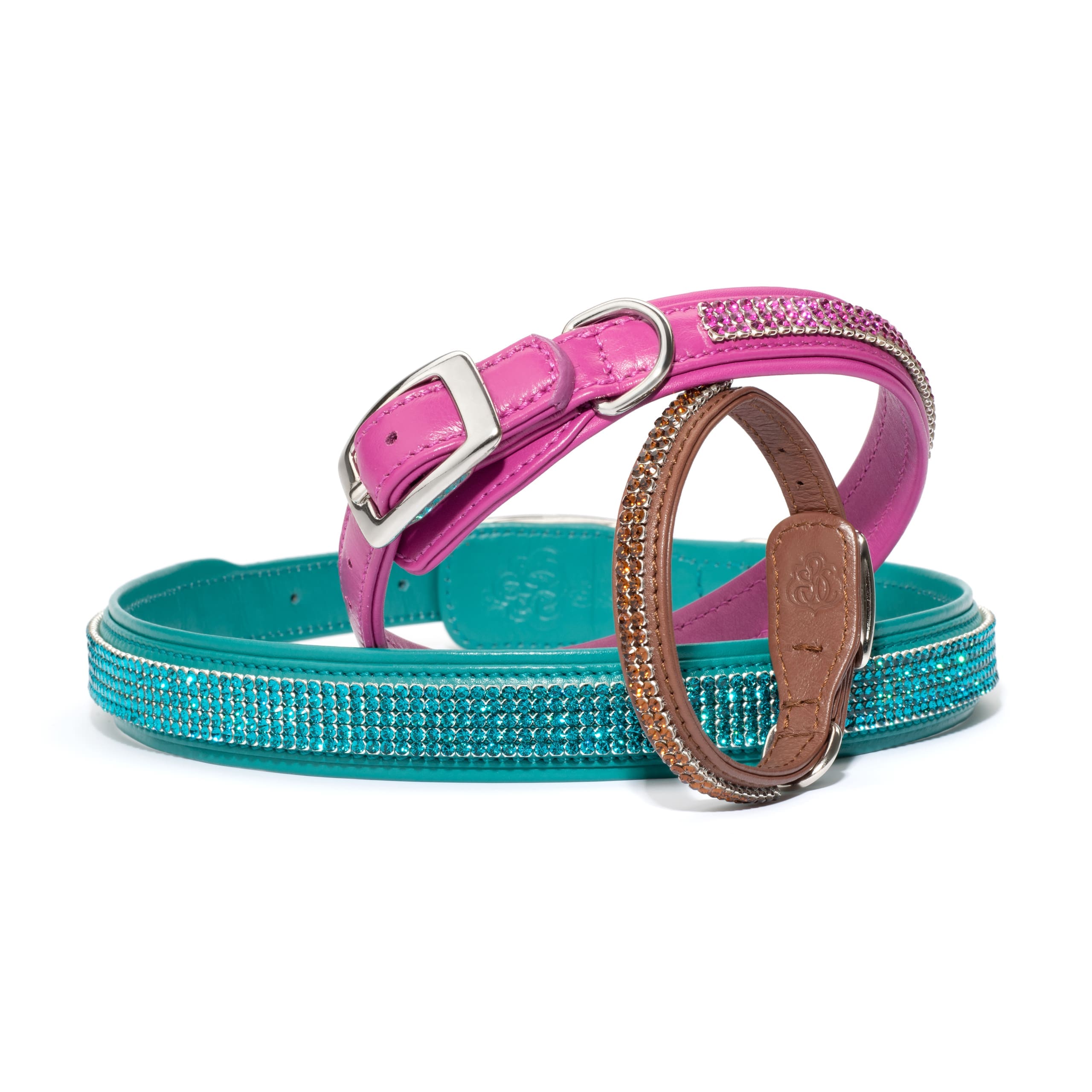 Jeweled leather dog collars