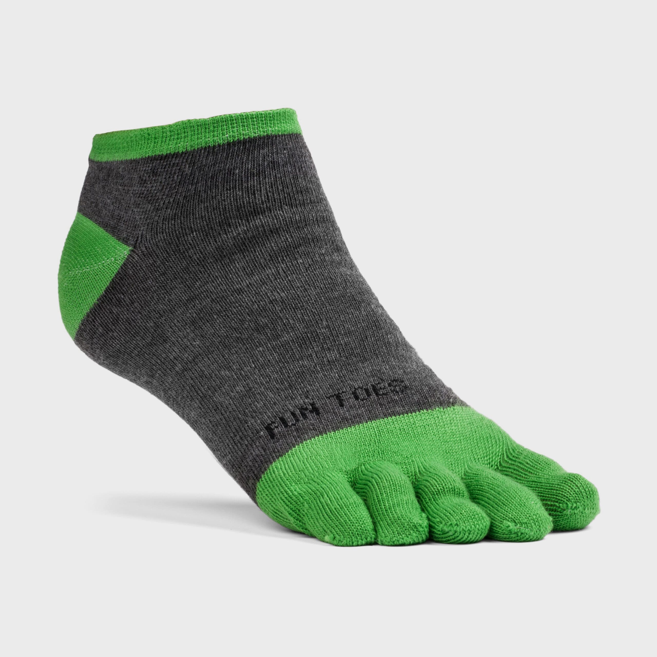 An image of a sock with individual toes shown on a ghost mannequin